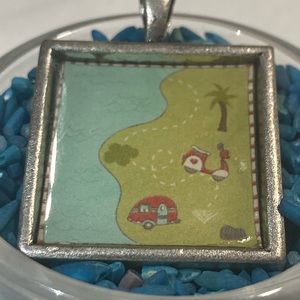 Camping pendant with ball chain necklace